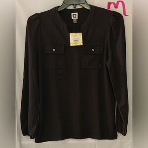 Anne Klein Black Long Sleeve Top